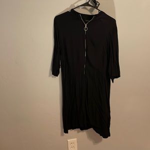 Black Mini Zip Front Dress
